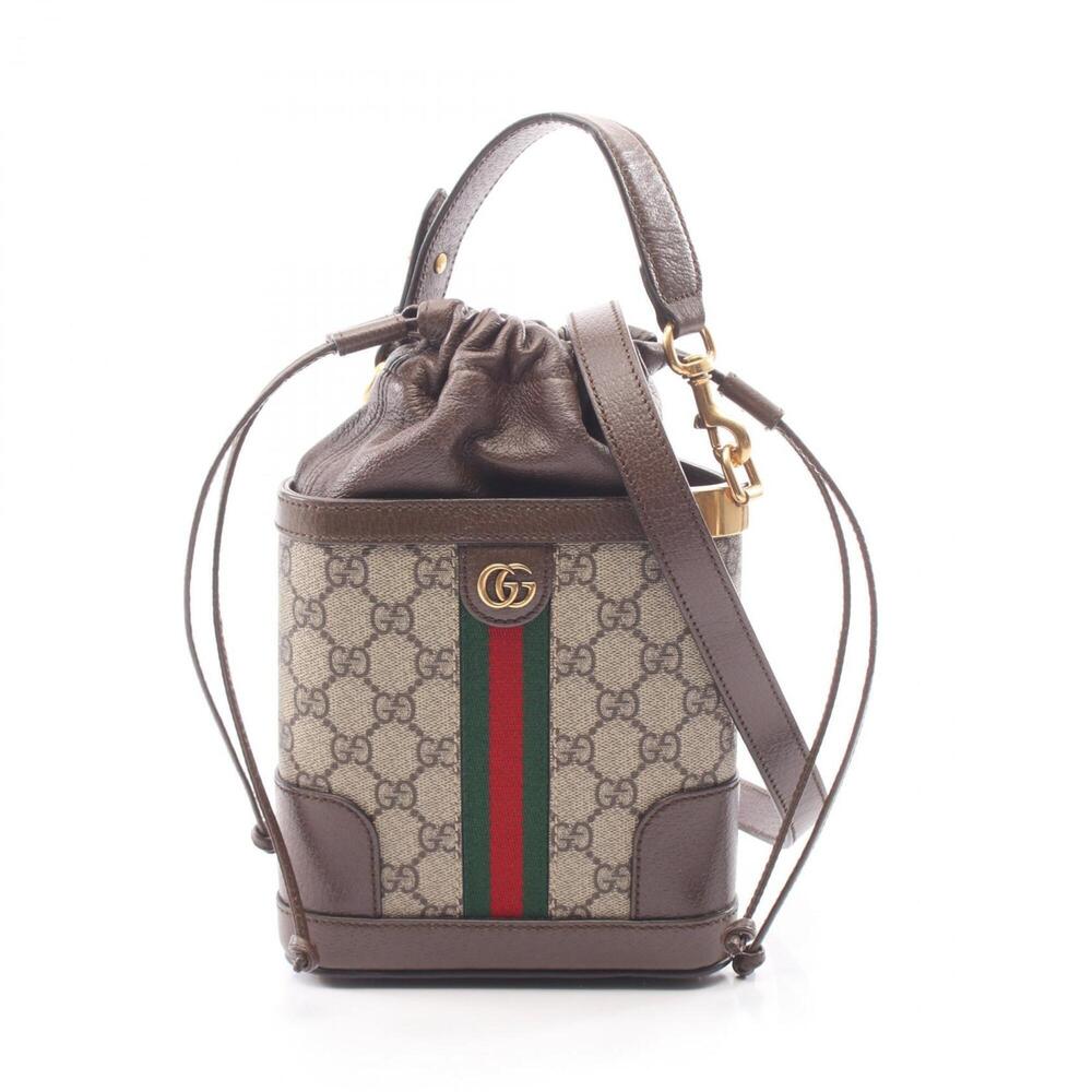Gucci Ophidia GG Supreme Mini Bucket Bag, 2-Way Handbag, Coated Canvas Leathe...